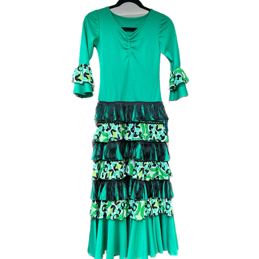 [VES01320010T12] Vestido de niña Verde con negro, TALLA 12