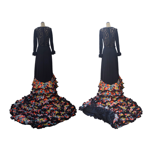 [BAF00629001] Bata de cola negra con flores de colores