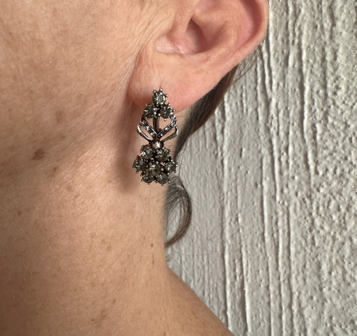 [ARE00135014] Aretes de pedrería verde olivo