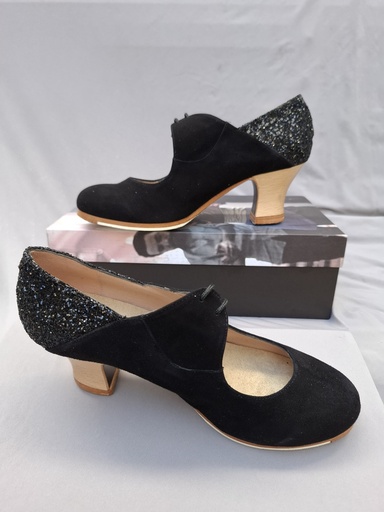 Zapato Begoña Cervera Arty Ante Negro Glitter
