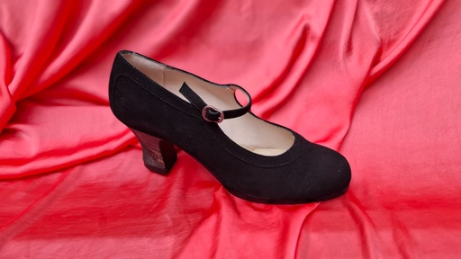 [ZBC00465T395] Zapato Begoña Cervera mod. Salon correa color. Negro tacón oscuro talla 39.5