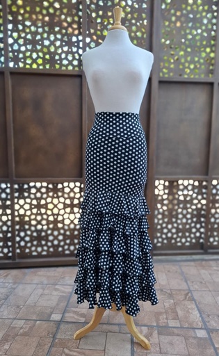 [FAF00694032] Falda gitana de lunares 