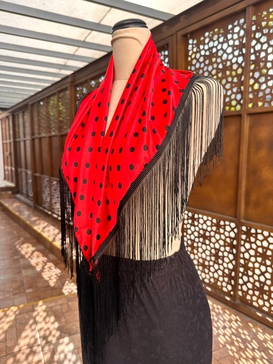 [PIQ01144] Piquillo rojo lunares negros flecos negros
